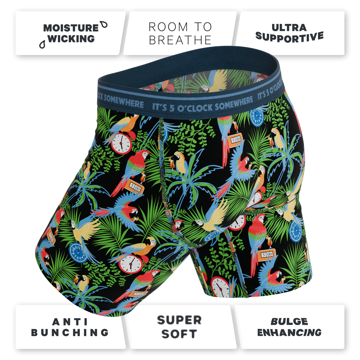 The 5 O'Clock Somewhere | Margaritaville® Long Leg Ball Hammock® Pouch Underwear With Fly