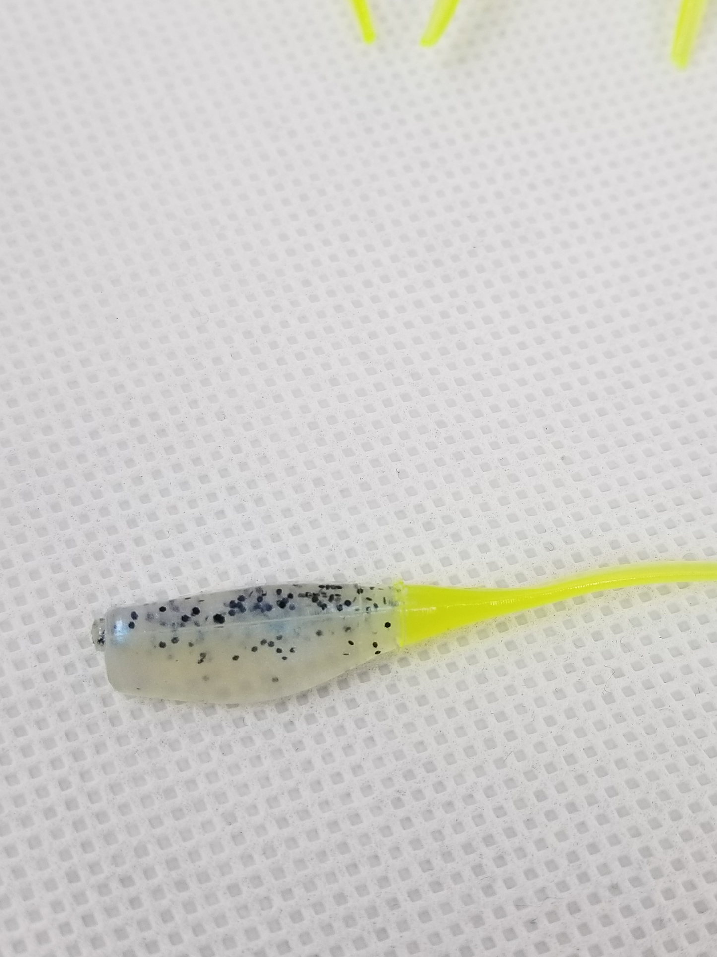 Cam's 2" Stinger Shad 35pc Spring Monkey Milk & Chartreuse Tail Crappie Soft Jigs [A Cam's Exclusive]