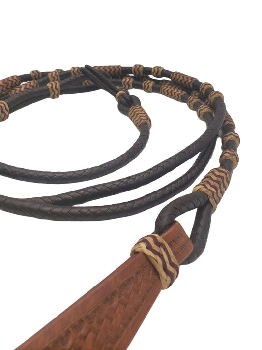 Dark Romel Reins with Tan Rawhide
