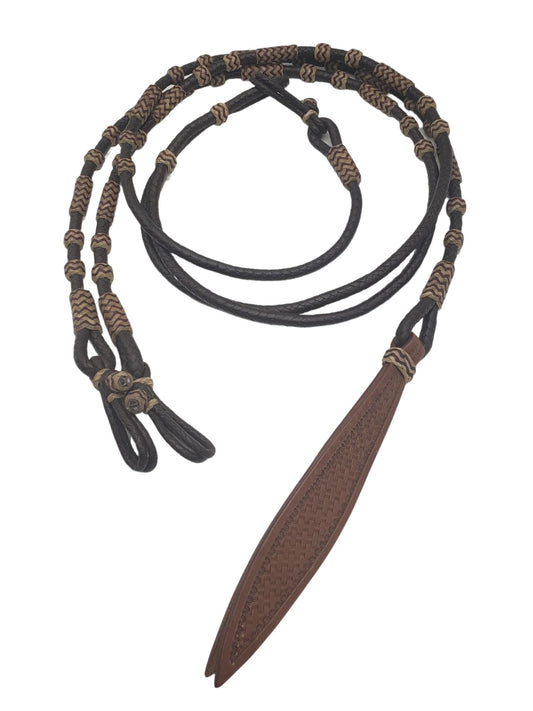 Dark Romel Reins with Tan Rawhide