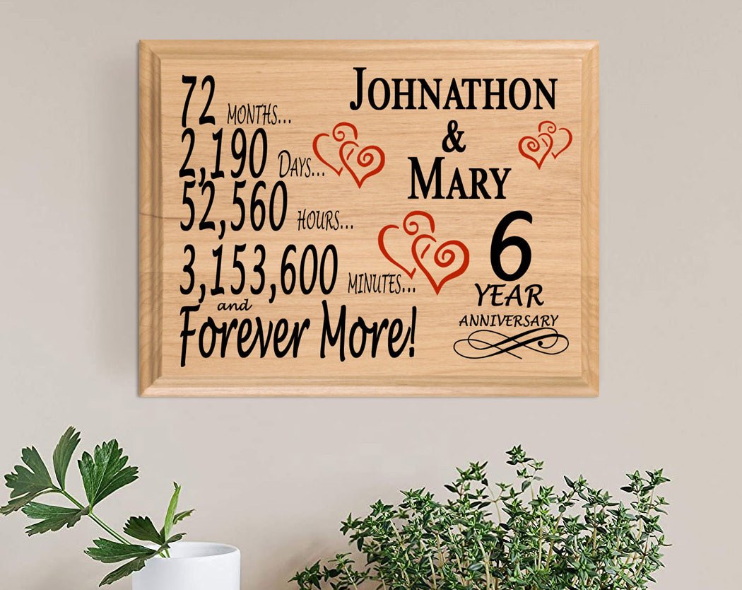 Personalized 6th Anniversary Gift – Custom Wood Keepsake for Husband, Wife, or Couple