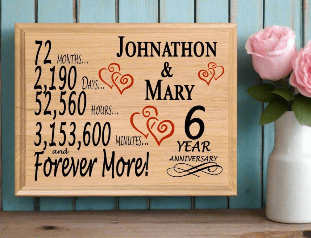 Personalized 6th Anniversary Gift – Custom Wood Keepsake for Husband, Wife, or Couple