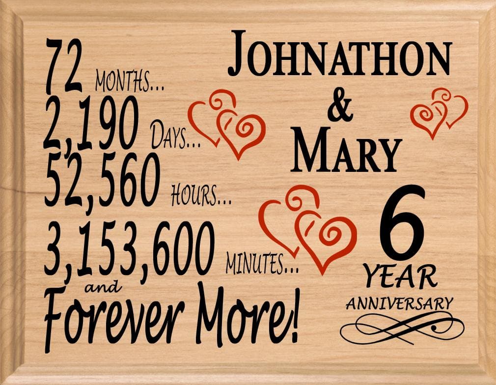 Personalized 6th Anniversary Gift – Custom Wood Keepsake for Husband, Wife, or Couple