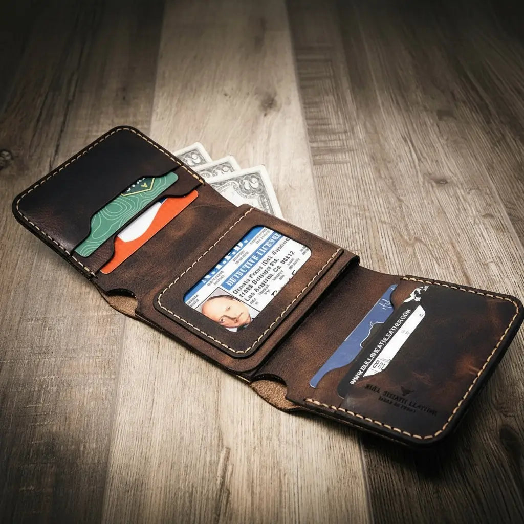Badge Trifold Wallet - Walnut Brown