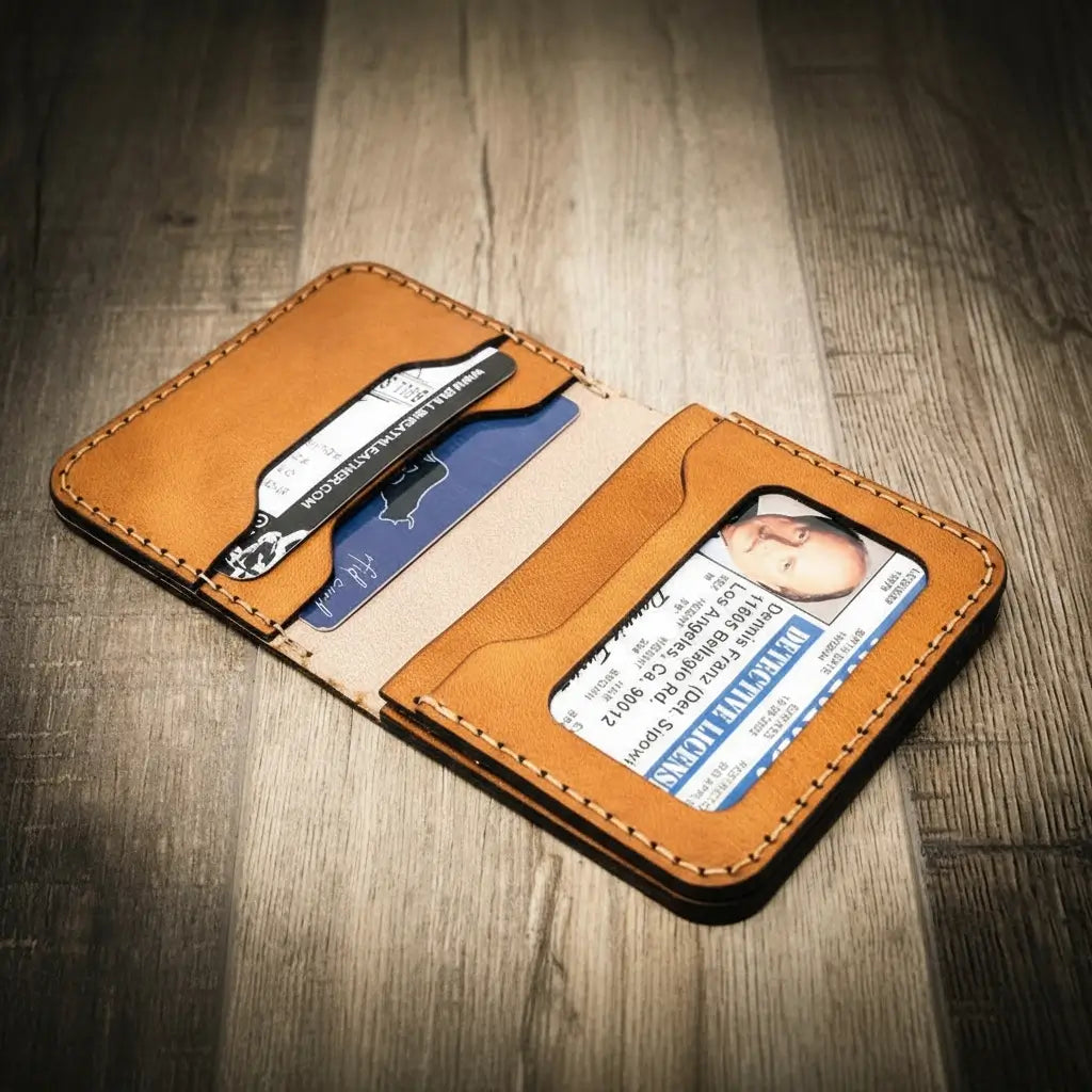 Minimalist Badge Wallet - Saddle Tan