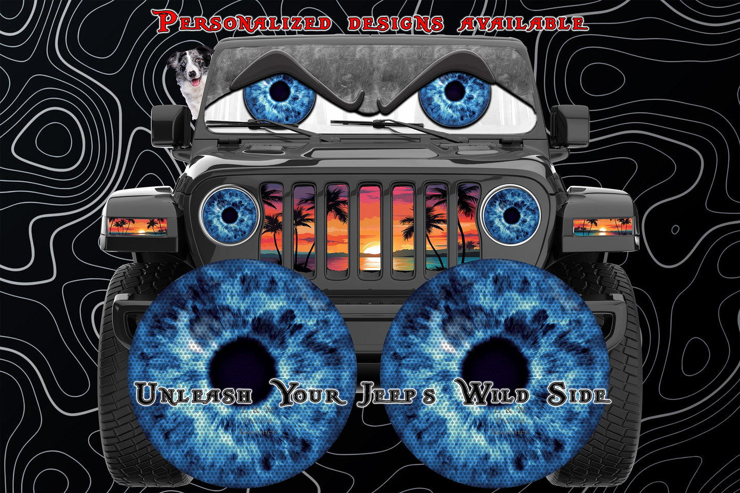 Blue eyes for a round headlight decal