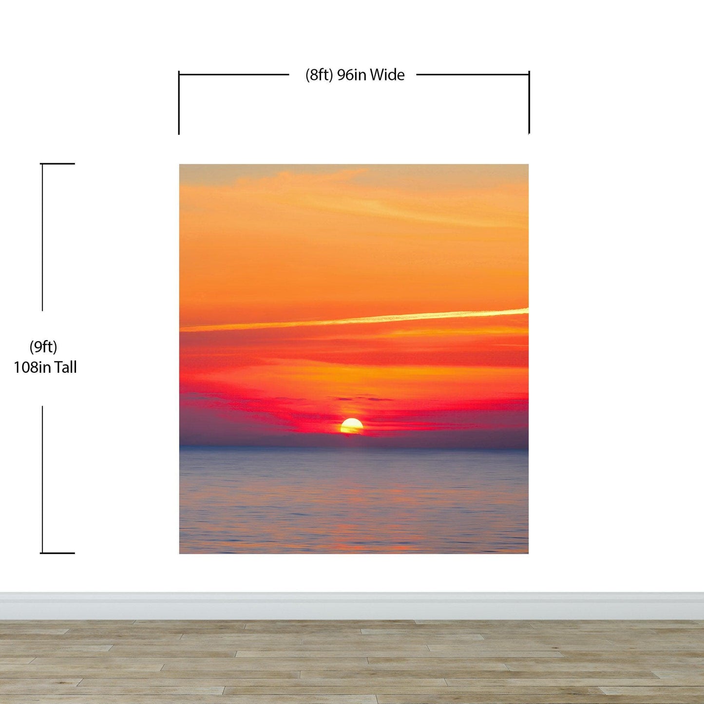 Red Sky Sunset over Beach Wall Mural Decal Sticker #6005