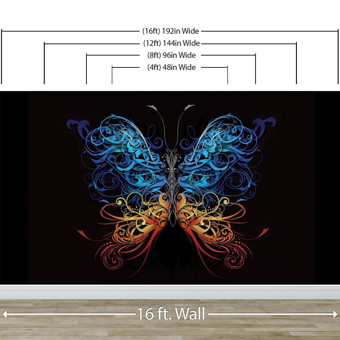 Large Swirl Butterfly Wall Graphic Mural #6024