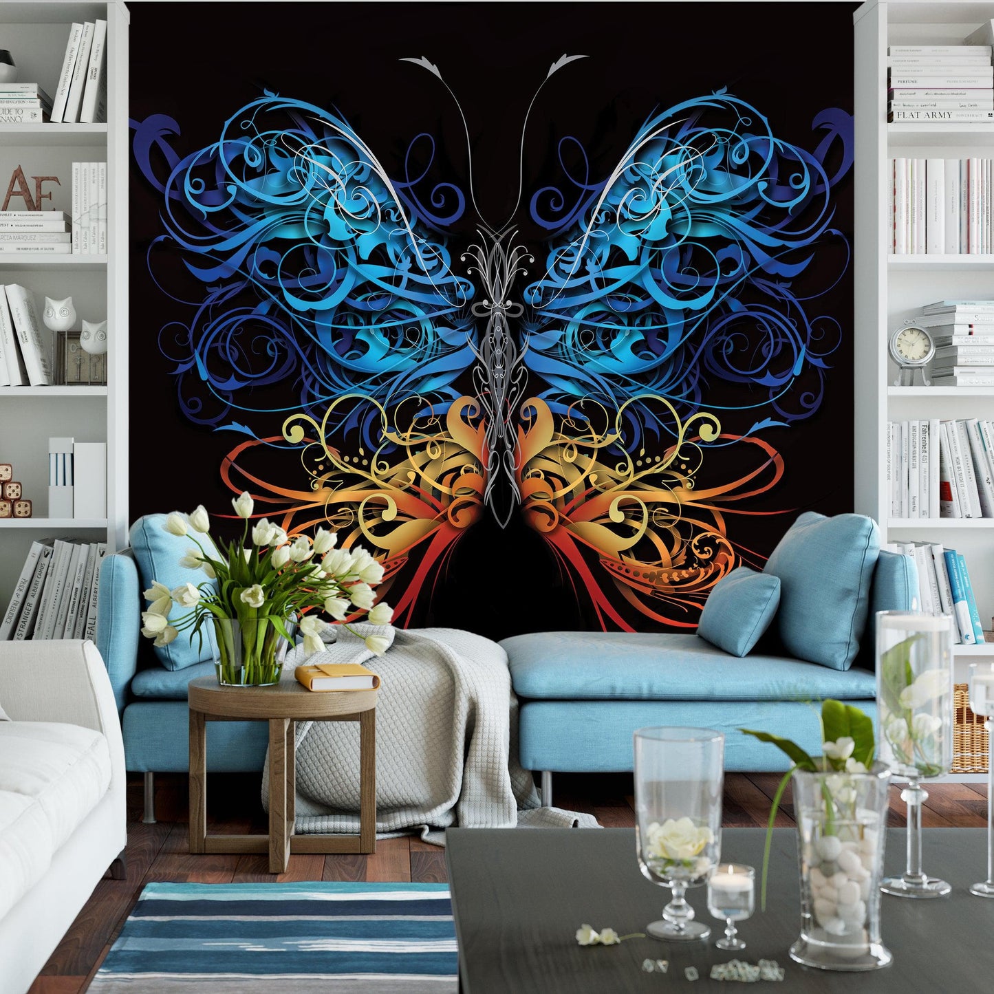 Large Swirl Butterfly Wall Graphic Mural #6024