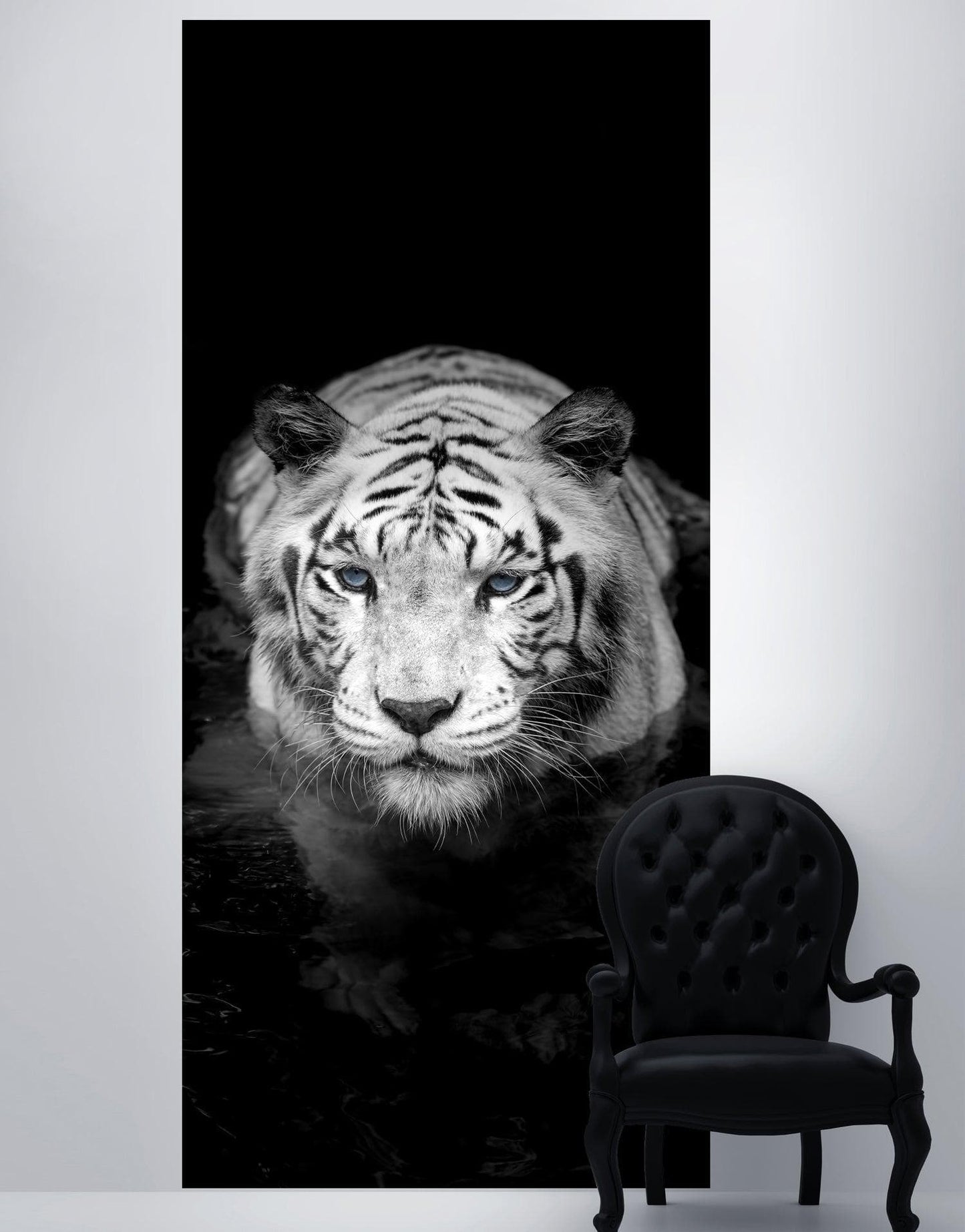 Tiger Stare Down Large Mural (Black and White) #6045