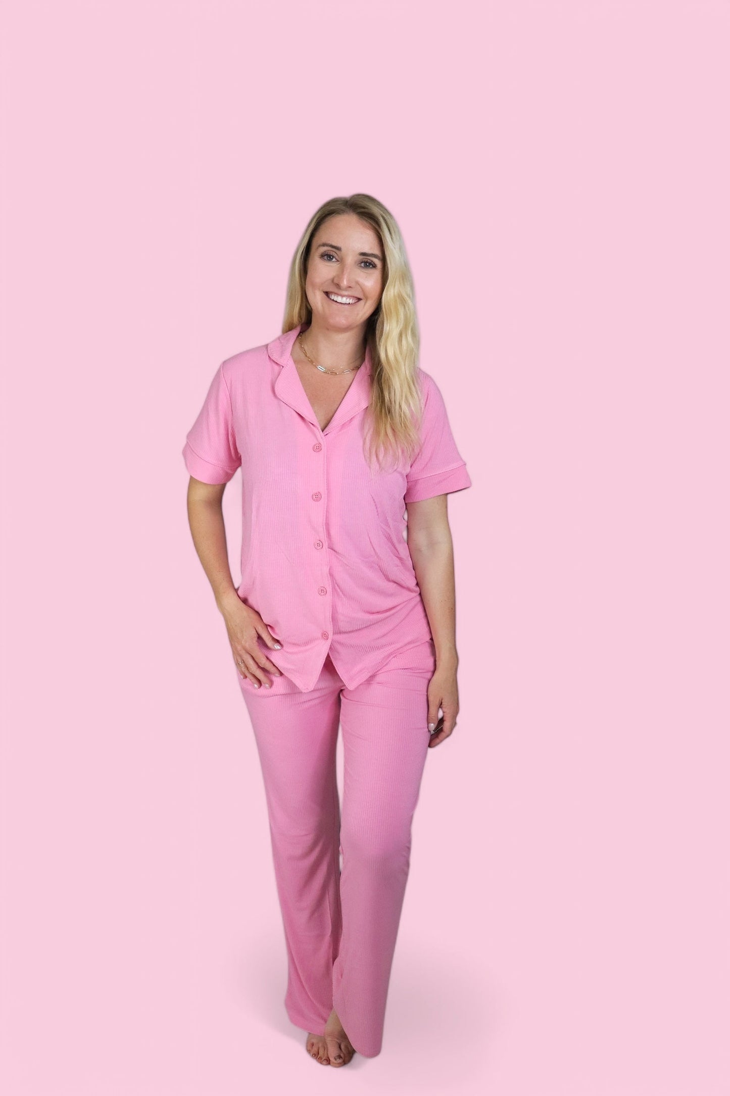 BELLA PINK RIB WOMEN'S DREAM FLARE SET