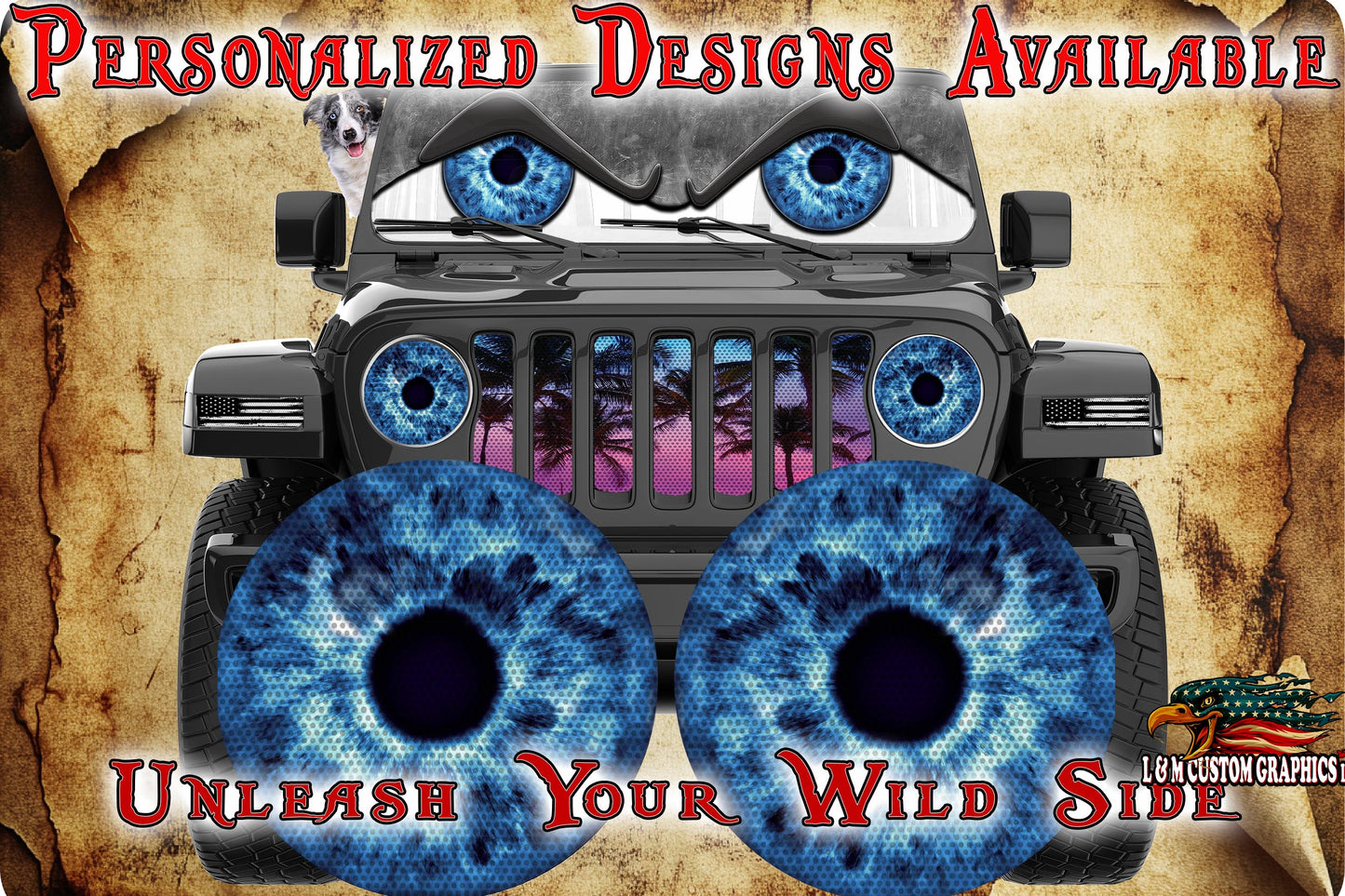 Blue eyes for a round headlight decal