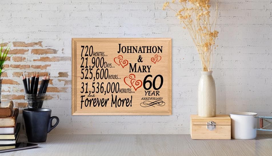 Personalized 60th Anniversary Gift – Custom Wood Keepsake for Husband, Wife, or Couple