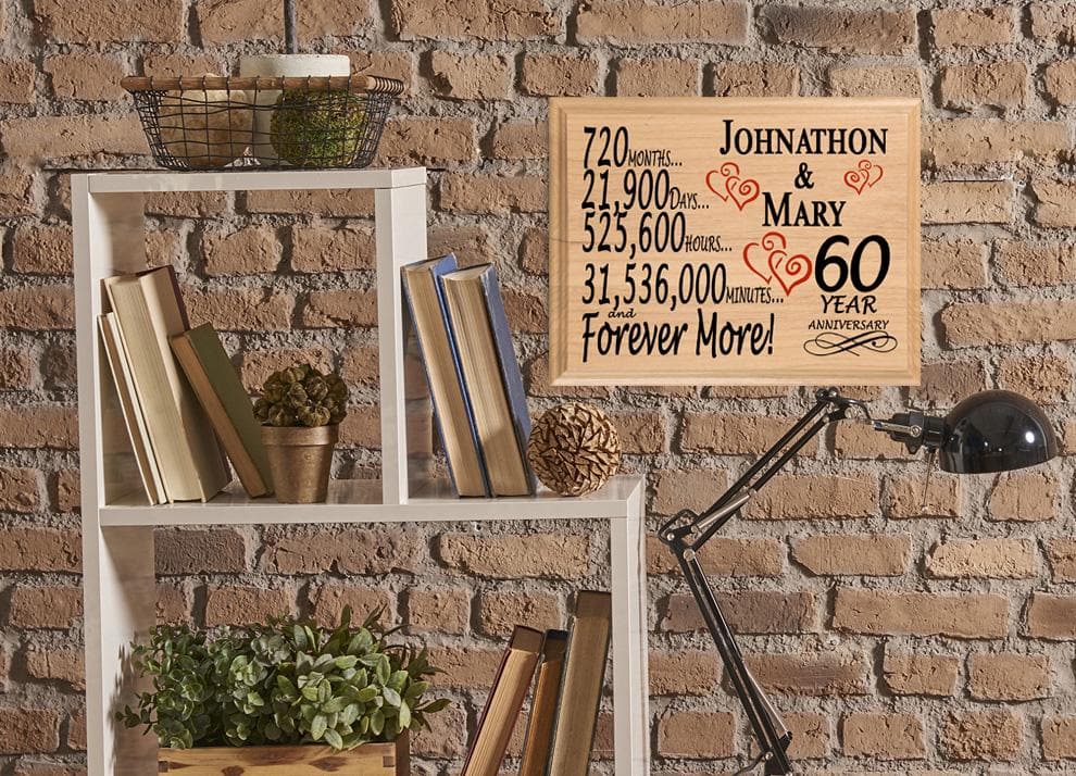 Personalized 60th Anniversary Gift – Custom Wood Keepsake for Husband, Wife, or Couple