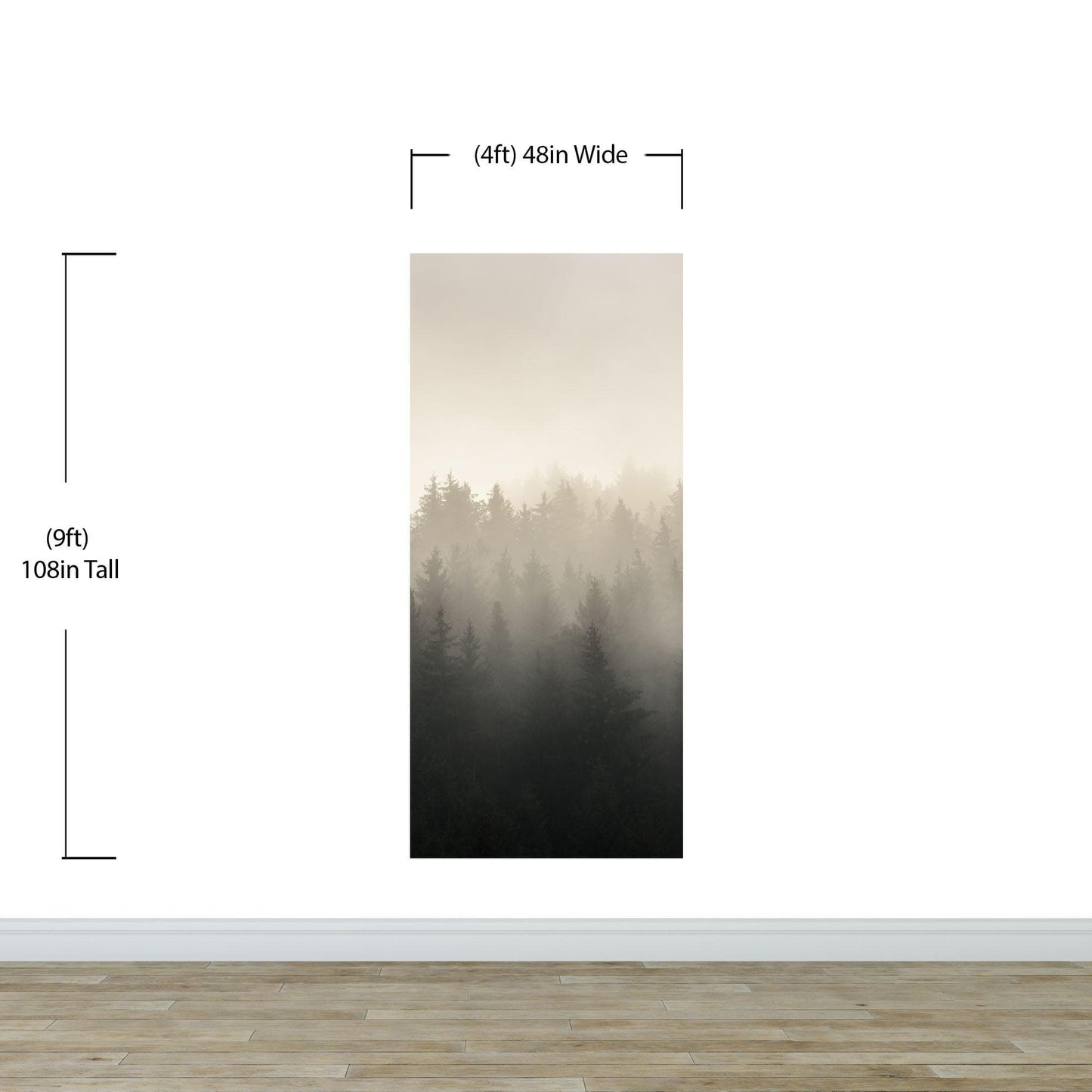 Misty Pine Forest Wall Mural. Peaceful Foggy Morning Scenery. #6122
