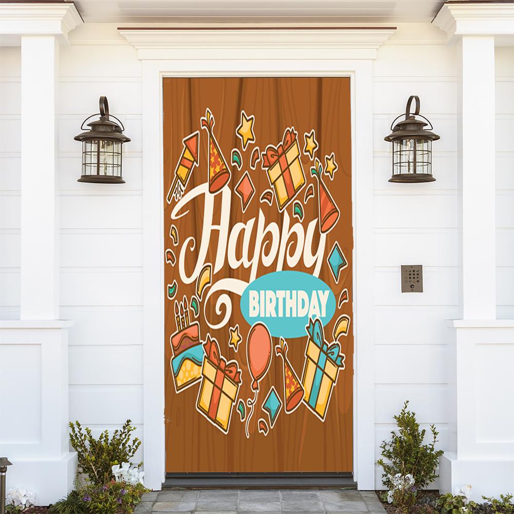 Happy Birthday on Wood Background