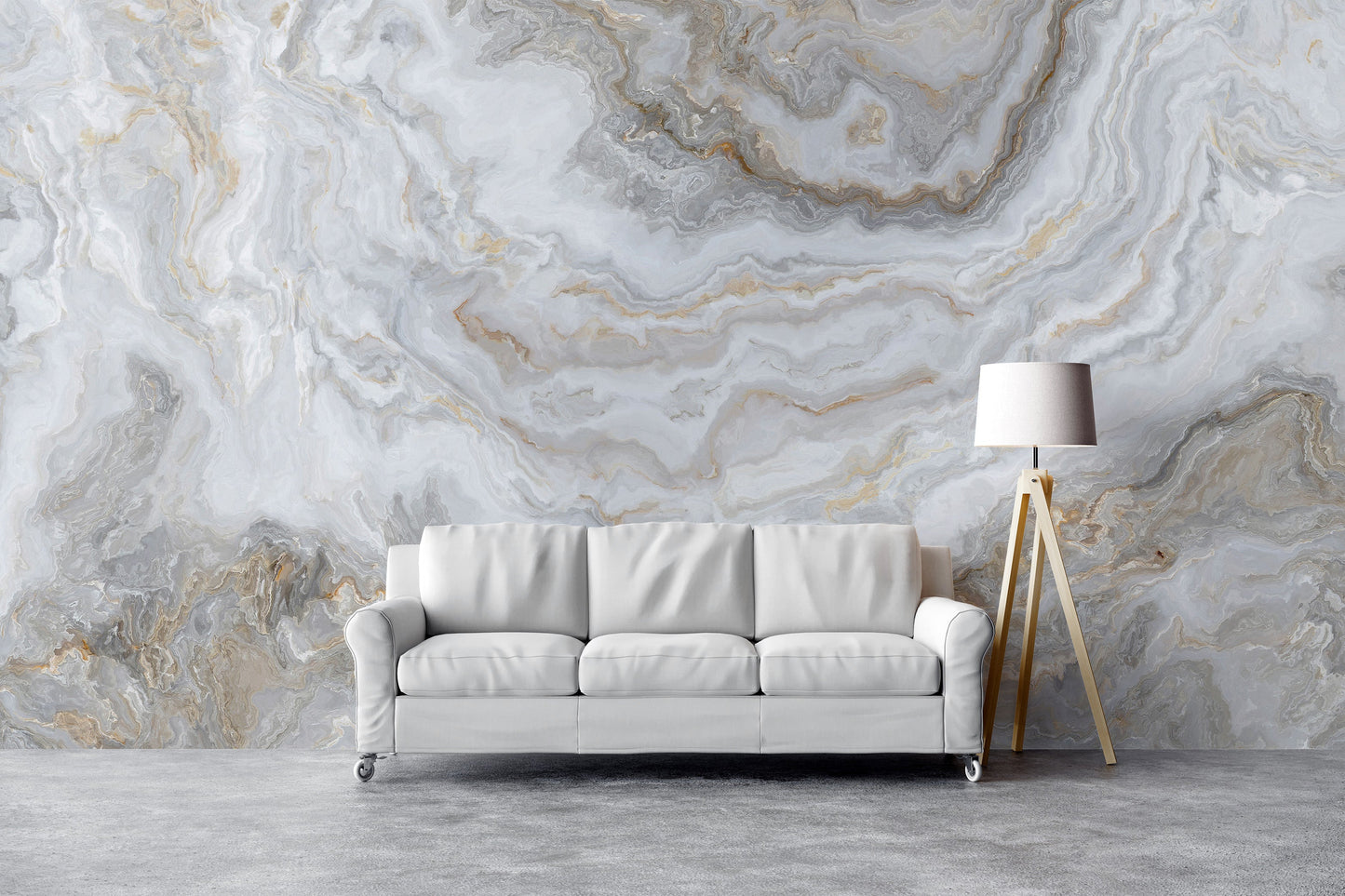 White Marble Stone Granite Slate Peel and Stick Wallpaper | Removable Wall Mural #6180
