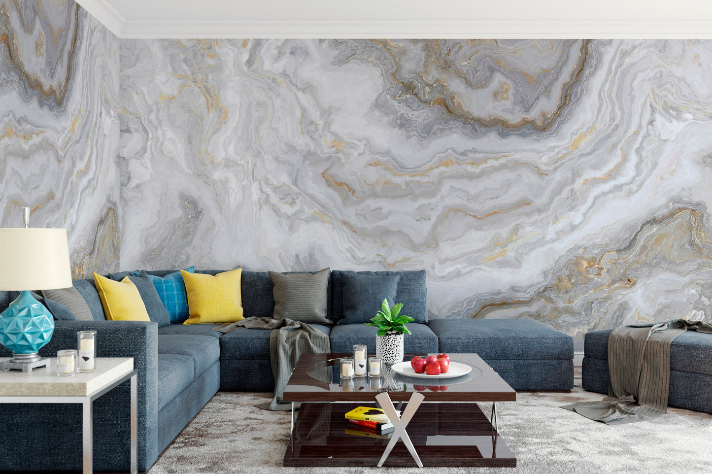 White Marble Stone Granite Slate Peel and Stick Wallpaper | Removable Wall Mural #6180