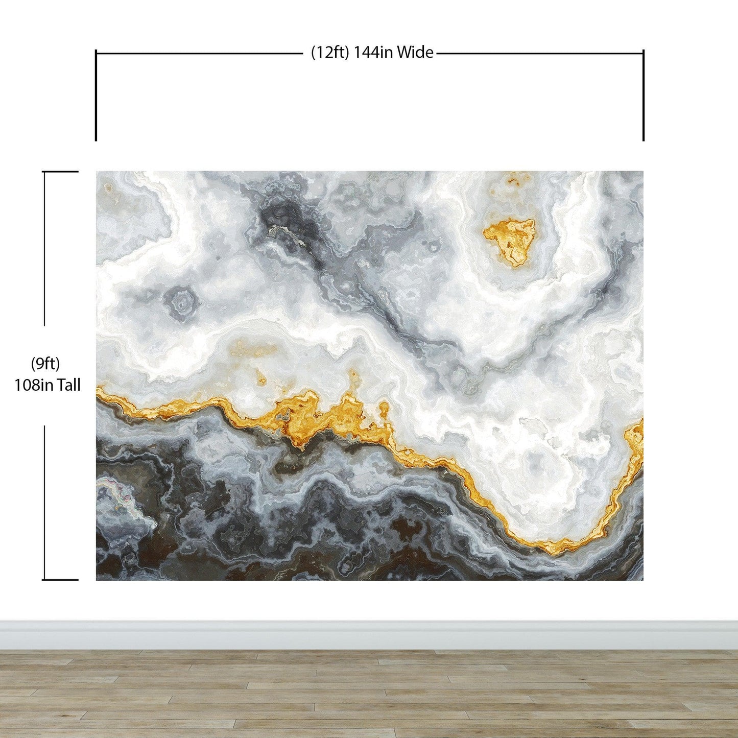 Gray and Gold Marble Stone Quartz Mural Wall Sticker #6190