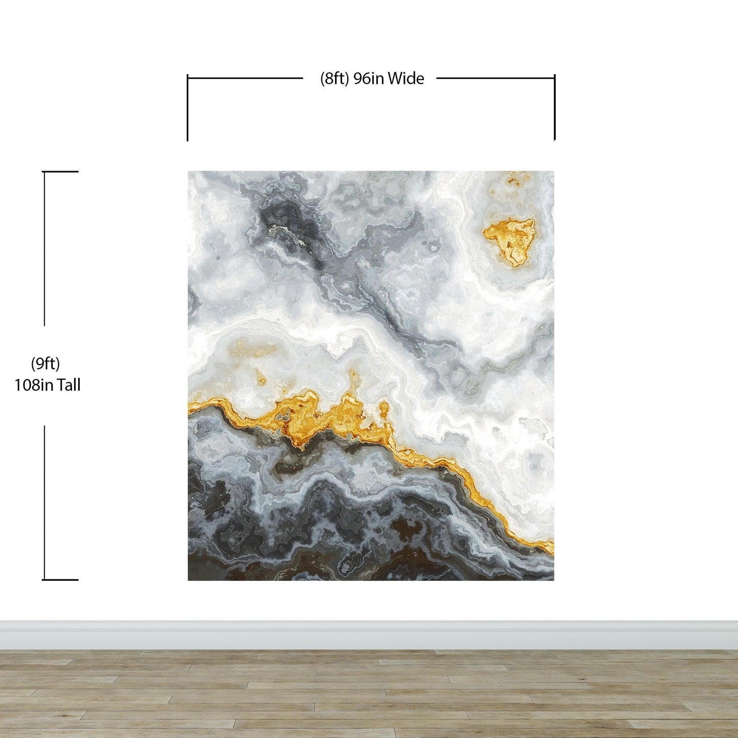 Gray and Gold Marble Stone Quartz Mural Wall Sticker #6190