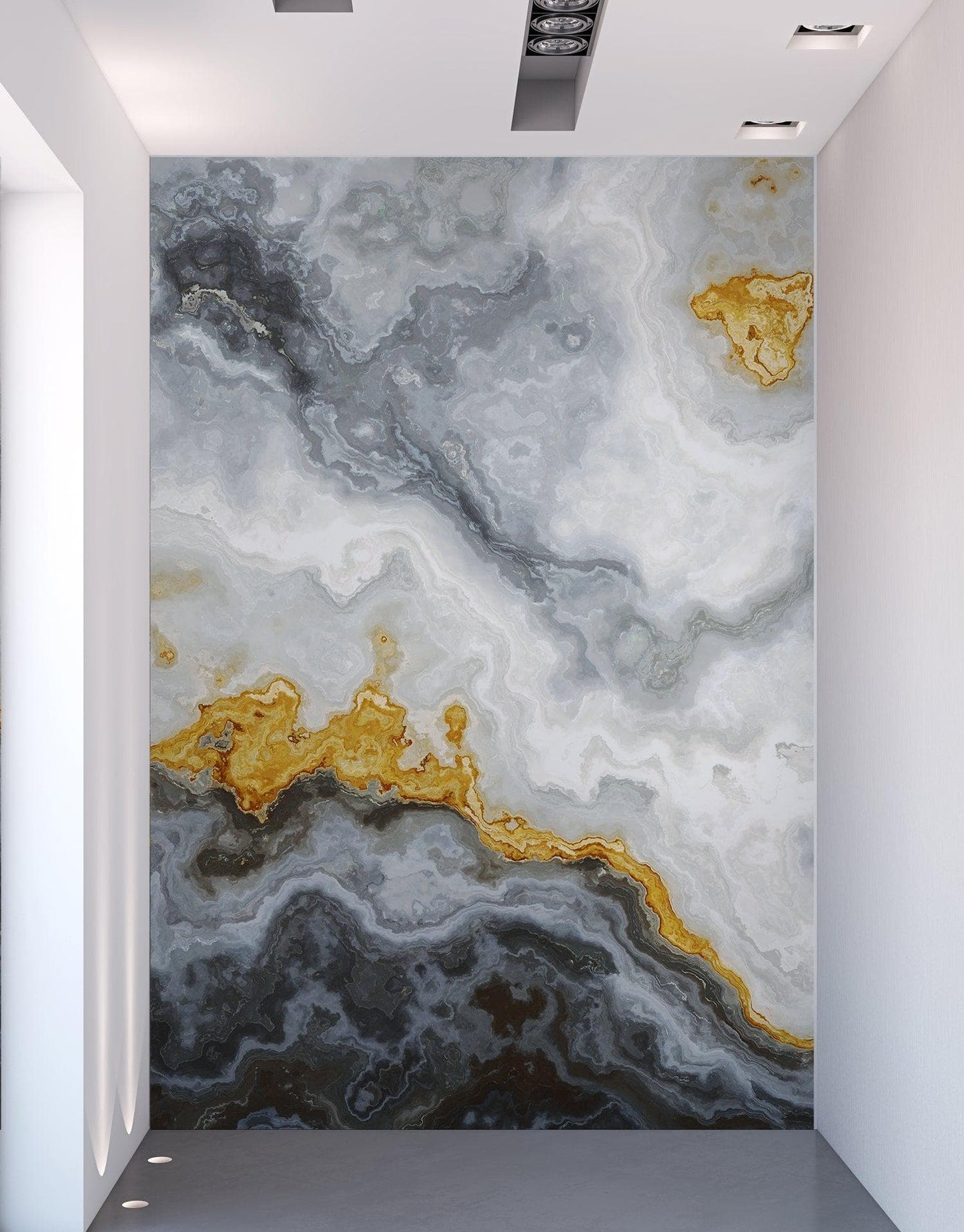 Gray and Gold Marble Stone Quartz Mural Wall Sticker #6190