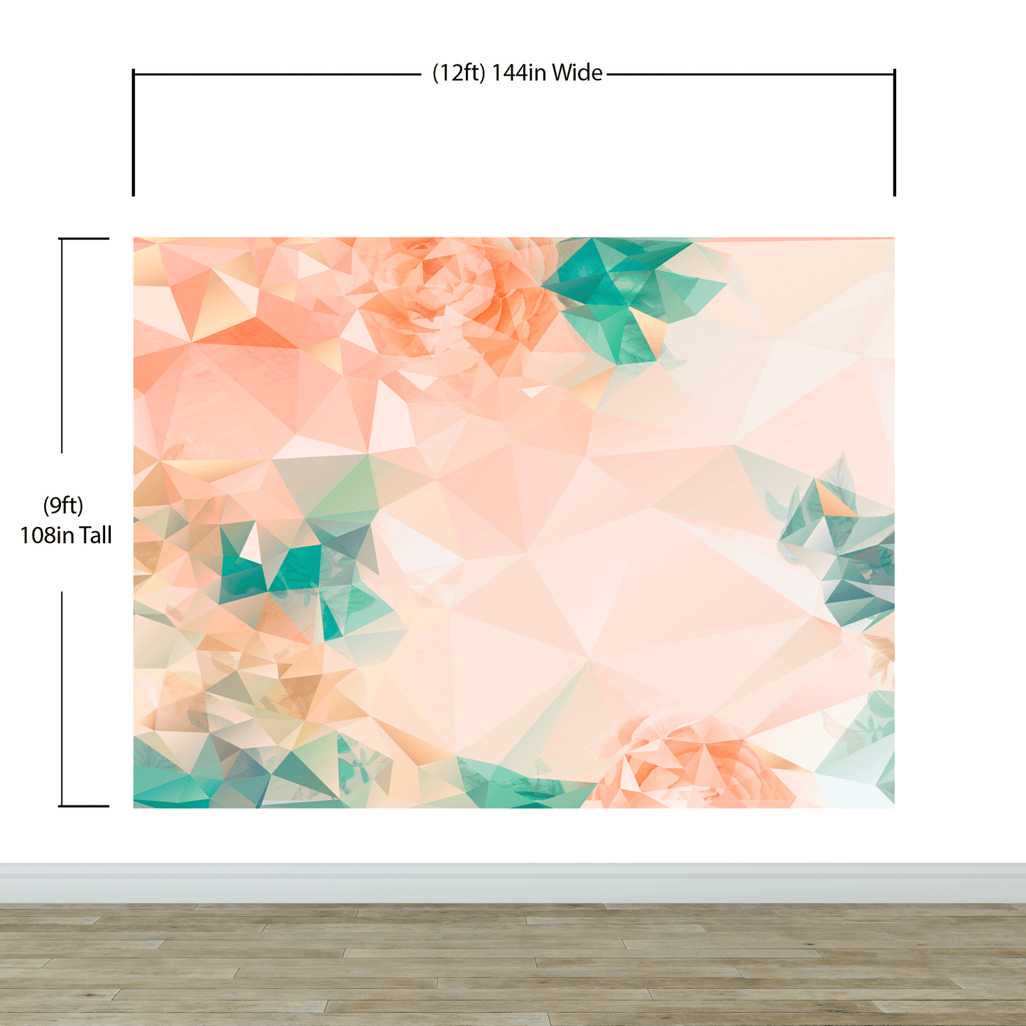 Geometric Pink Flower Pattern Peel and Stick Wallpaper | Removable Wall Mural #6211
