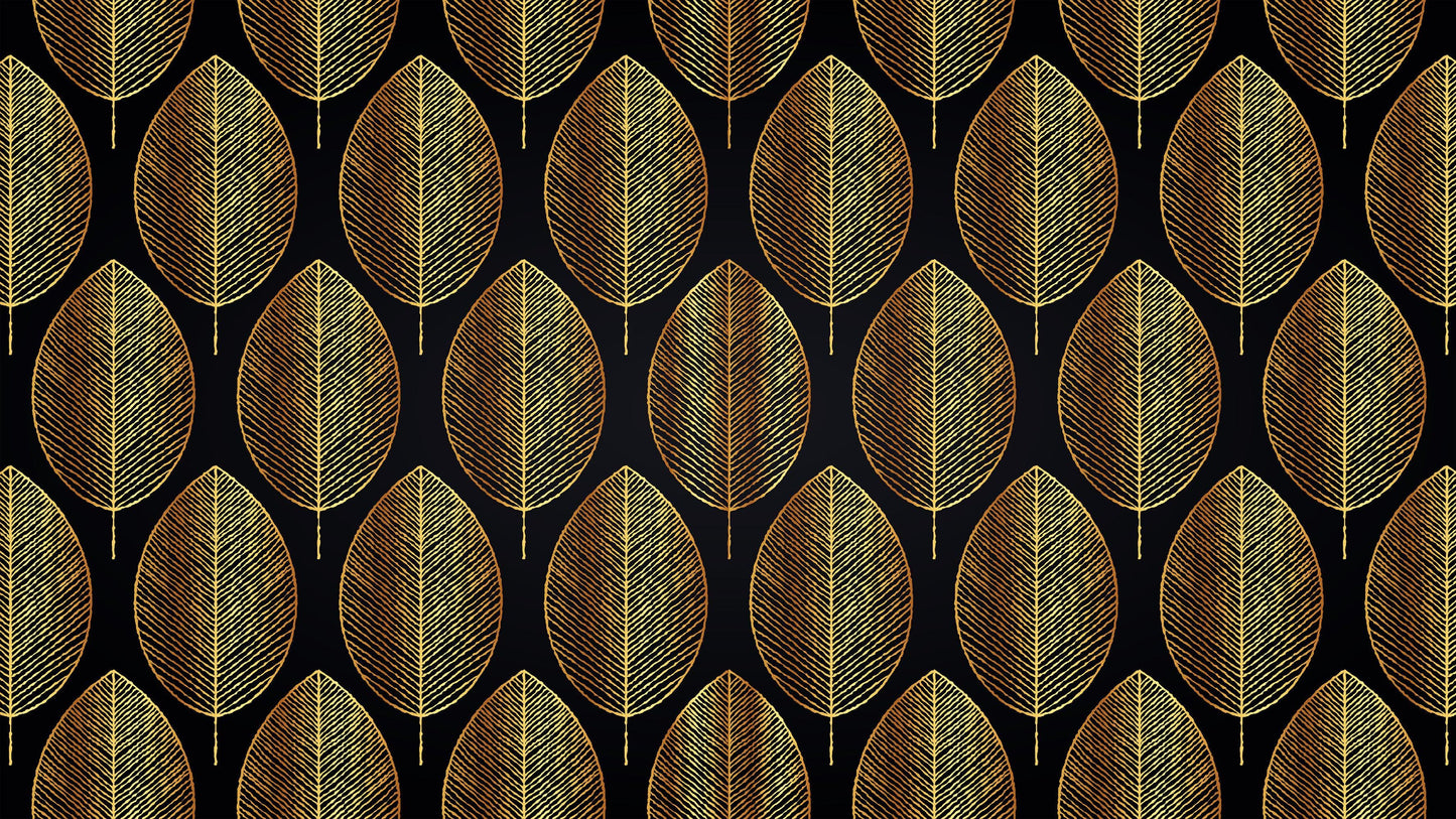 Gold Leave Autumn Pattern Peel and Stick Wallpaper | Removable Wall Mural #6217