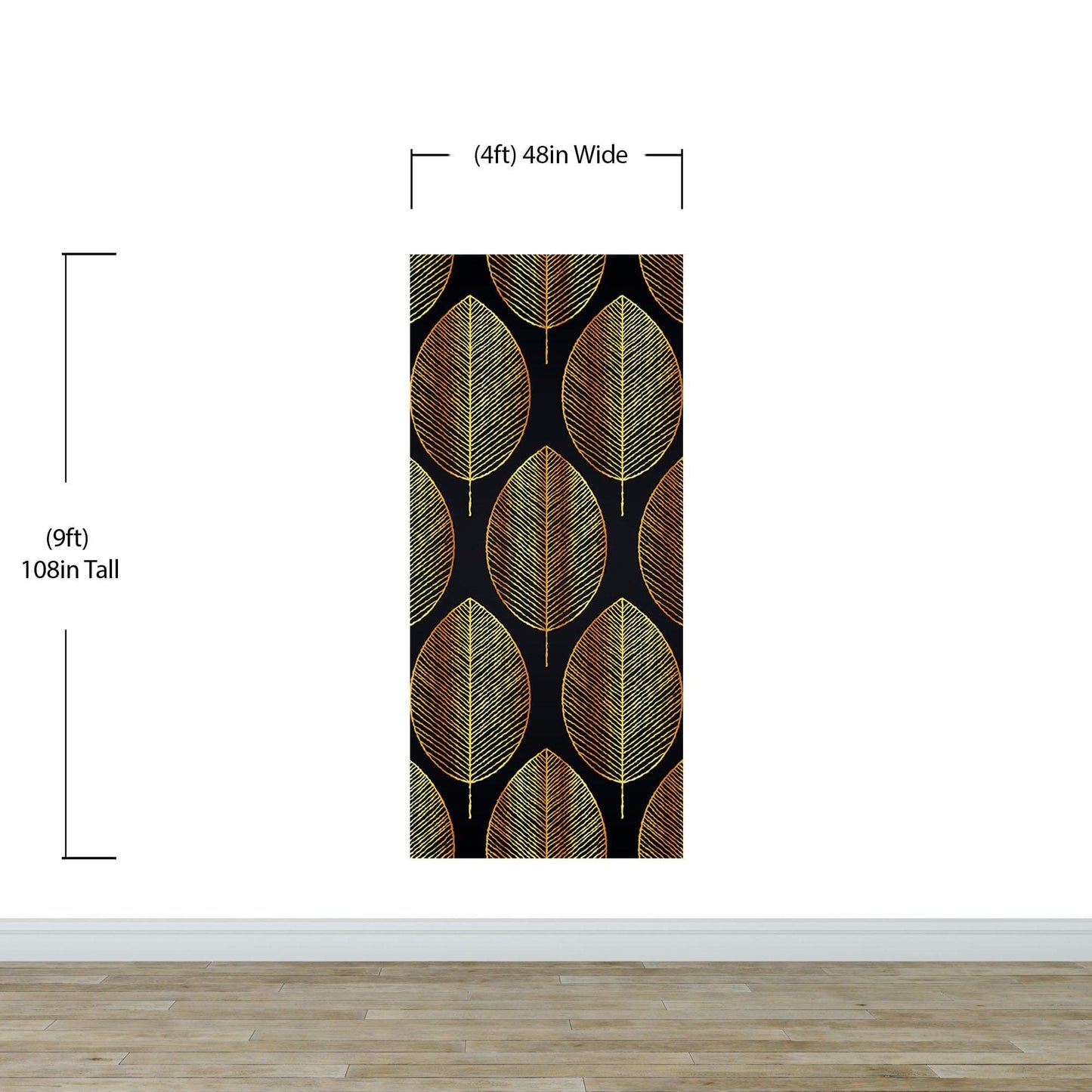 Gold Leave Autumn Pattern Peel and Stick Wallpaper | Removable Wall Mural #6217