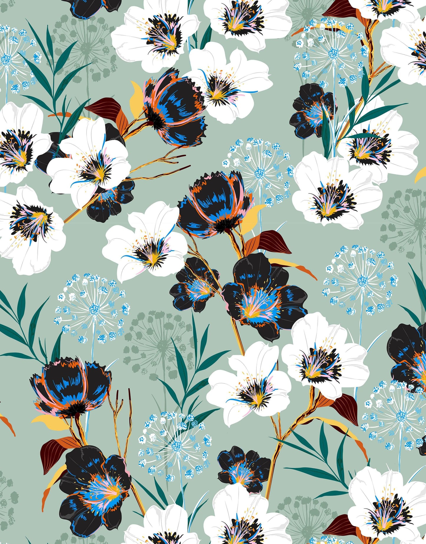 Flower Blossom Botanical Gardens Design Mural. #6219