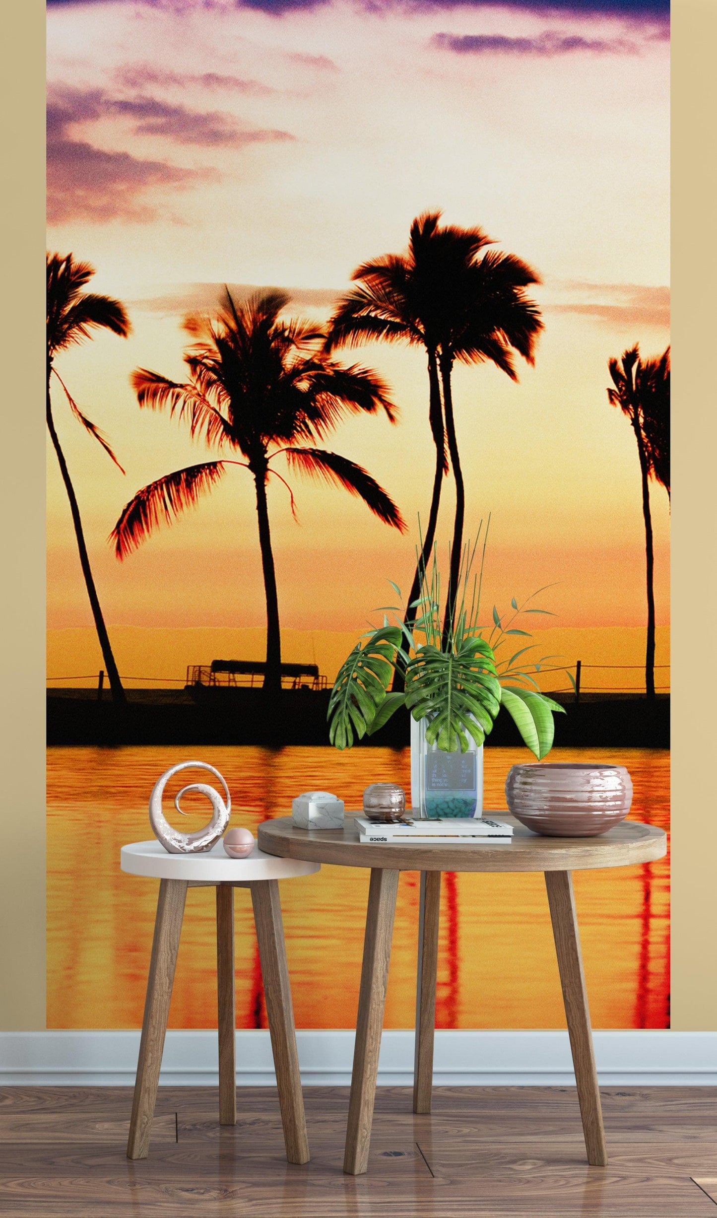 Tropical Sunset Palm Tree Paradise Wall Mural. #6236