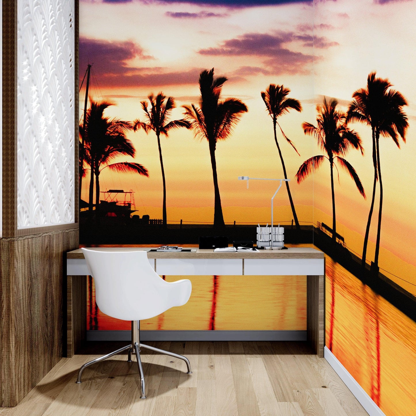 Tropical Sunset Palm Tree Paradise Wall Mural. #6236