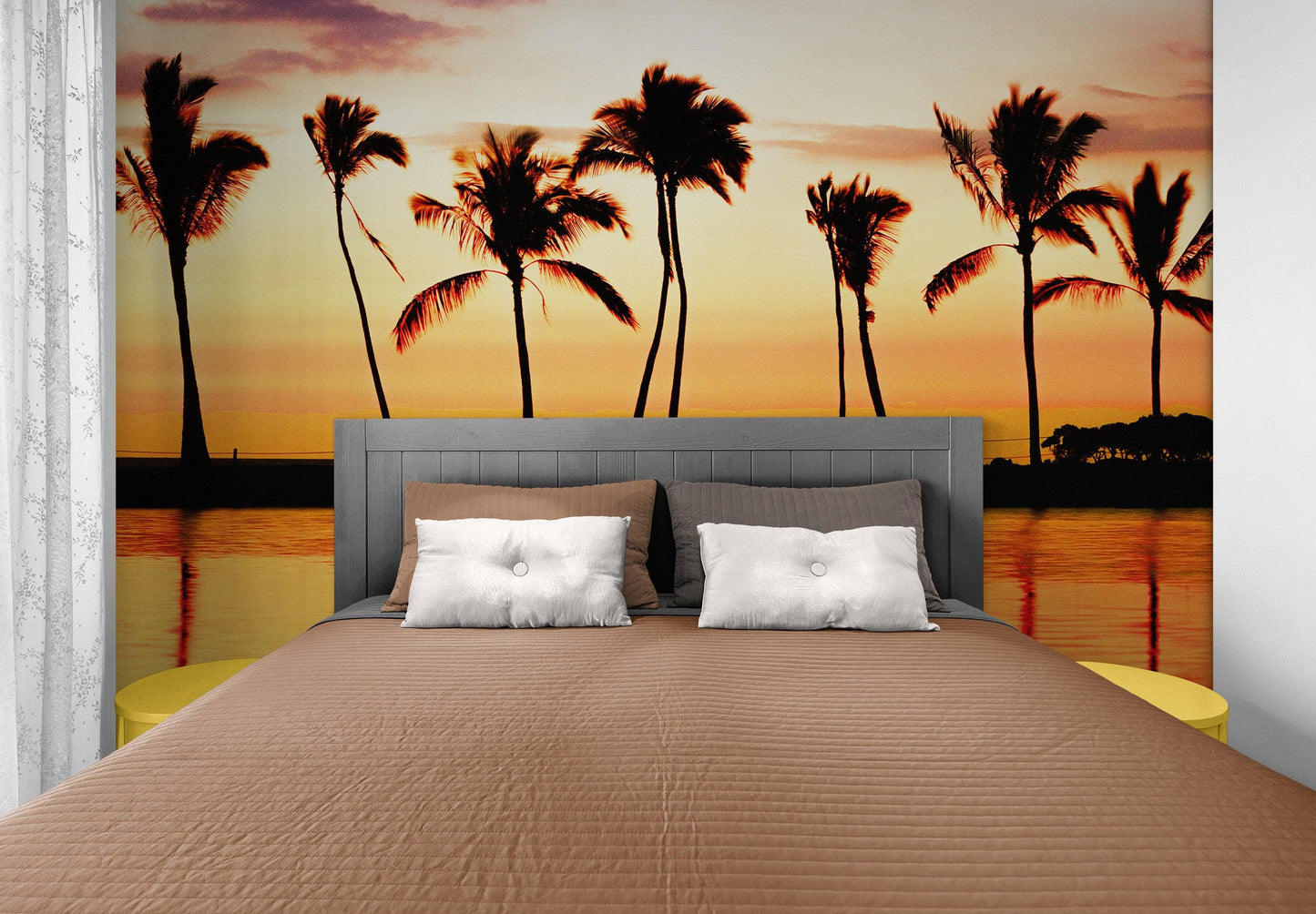 Tropical Sunset Palm Tree Paradise Wall Mural. #6236