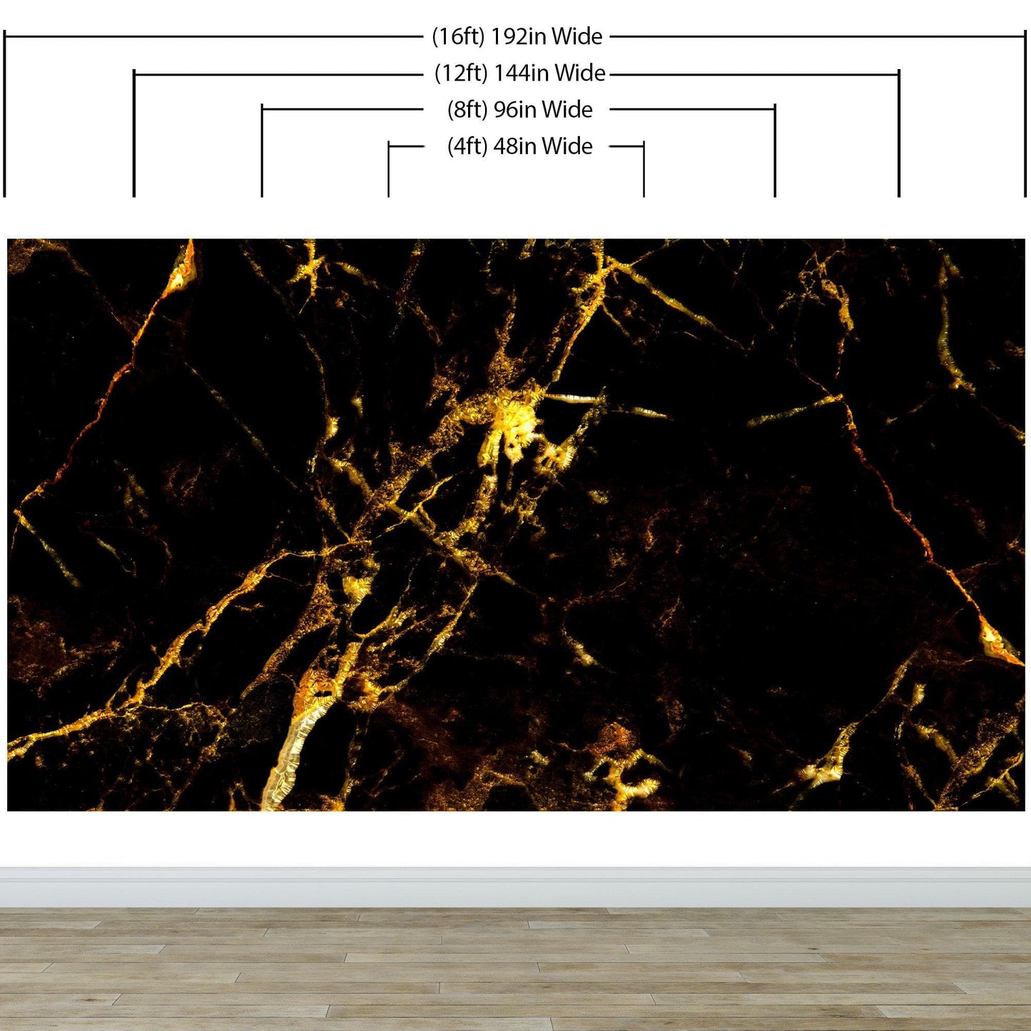 Black and Gold Abstract Marble Stone Peel and Stick Wall Mural. #6239