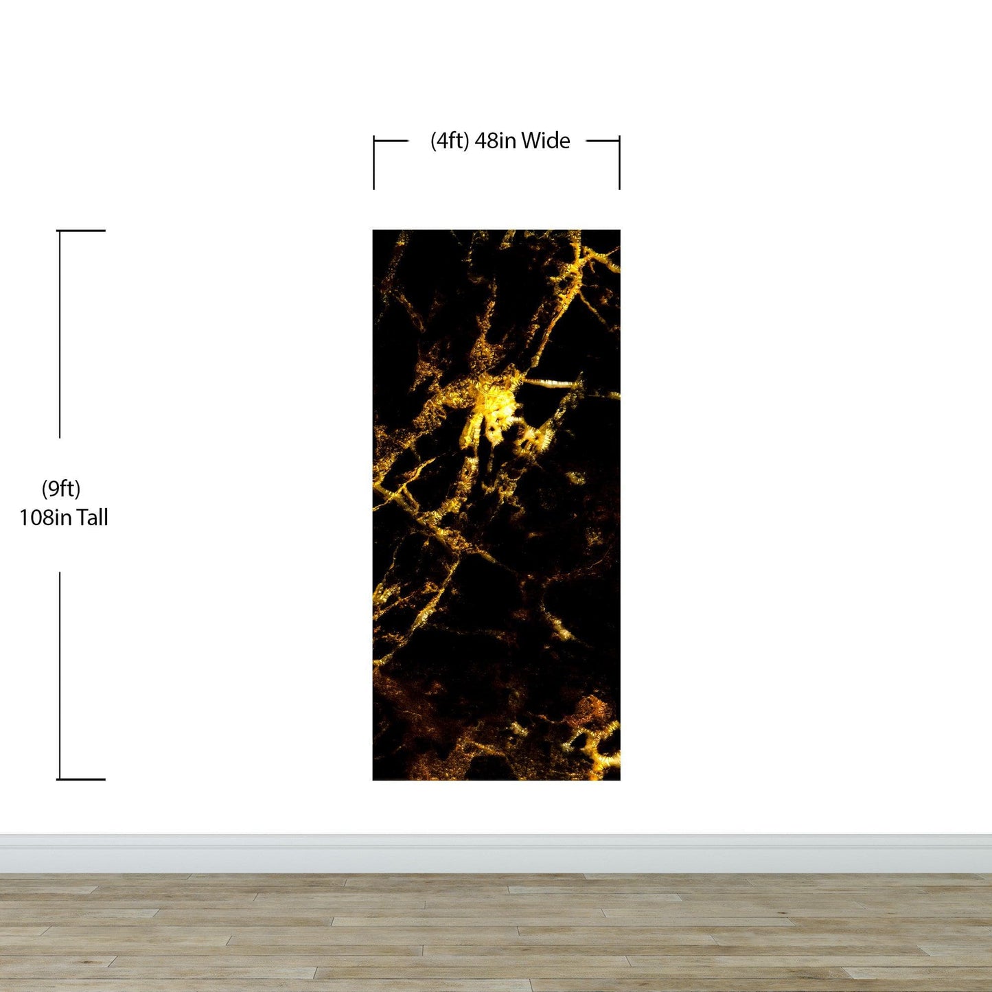 Black and Gold Abstract Marble Stone Peel and Stick Wall Mural. #6239