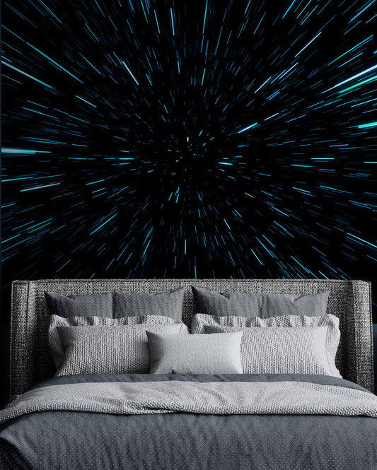 Lightspeed Through Hyperspace Wall Mural. Peel and Sticker Wallpaper. #6286