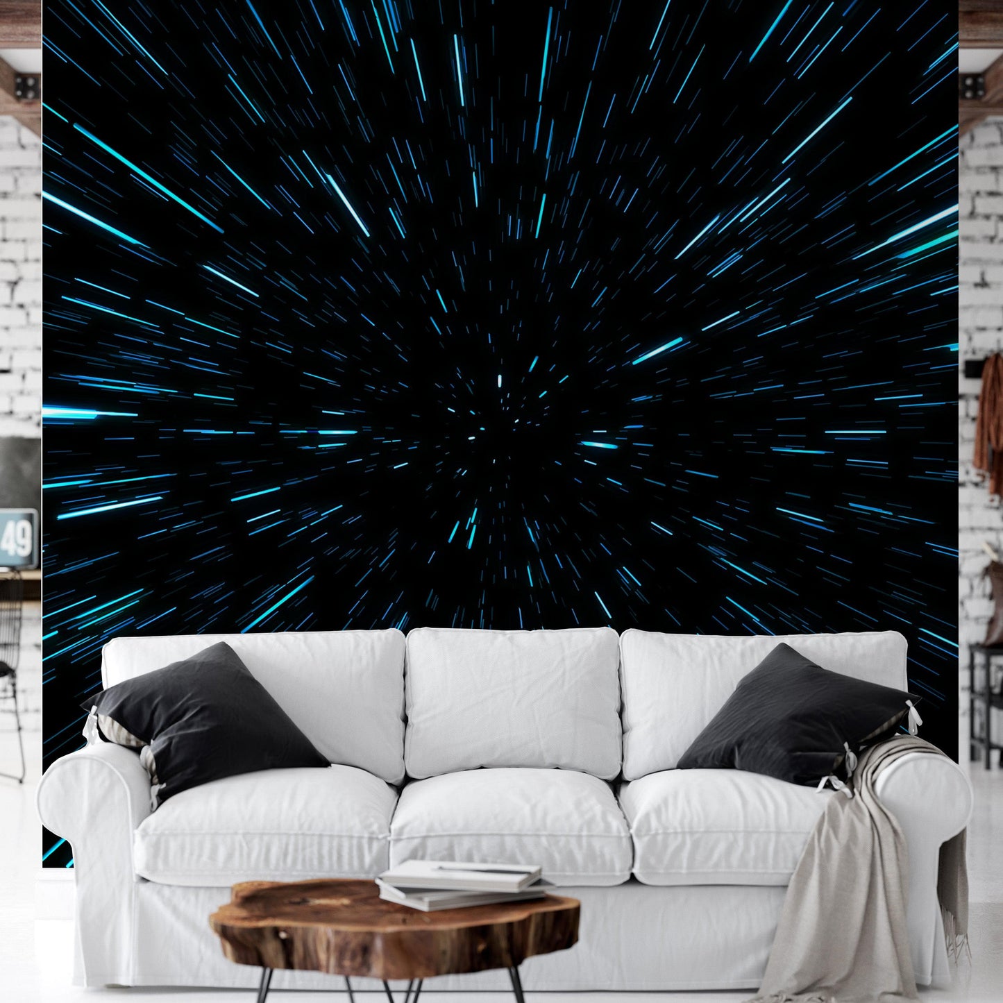 Lightspeed Through Hyperspace Wall Mural. Peel and Sticker Wallpaper. #6286