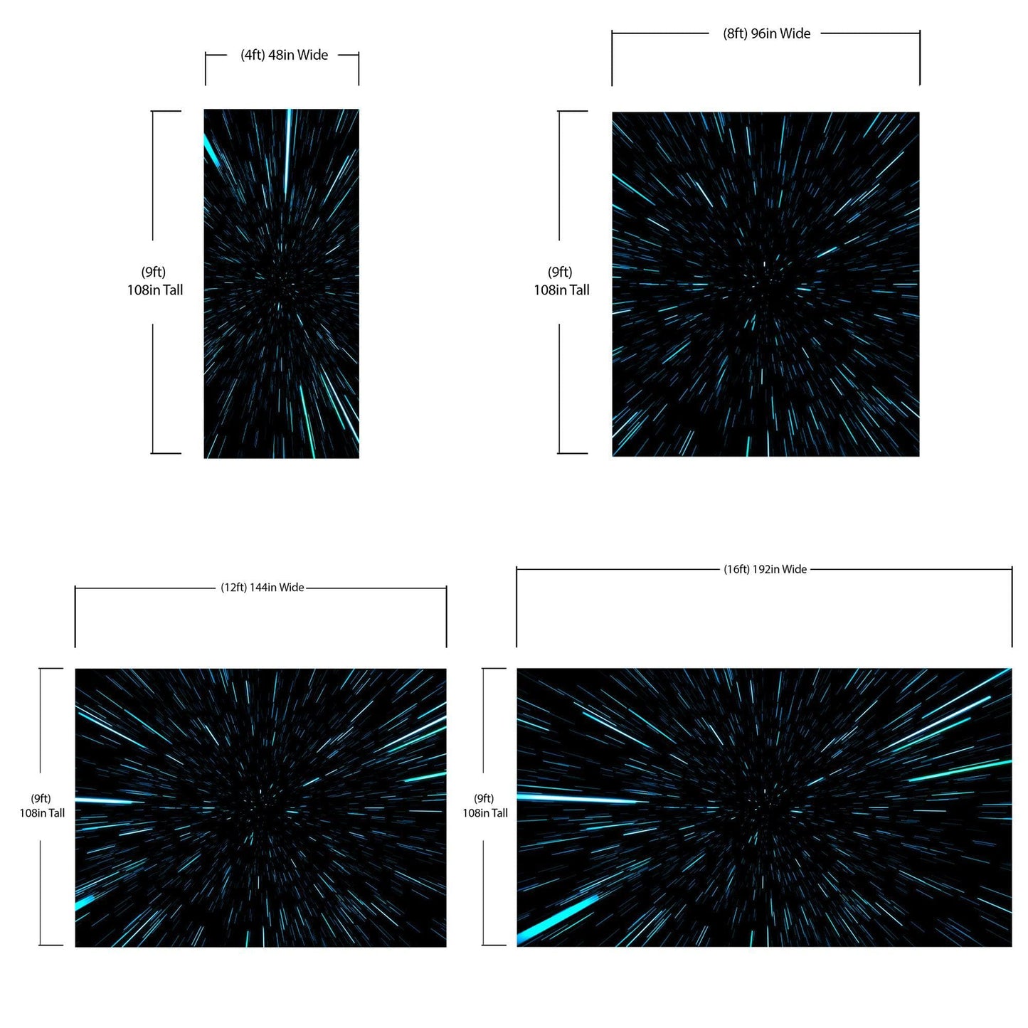 Lightspeed Through Hyperspace Wall Mural. Peel and Sticker Wallpaper. #6286