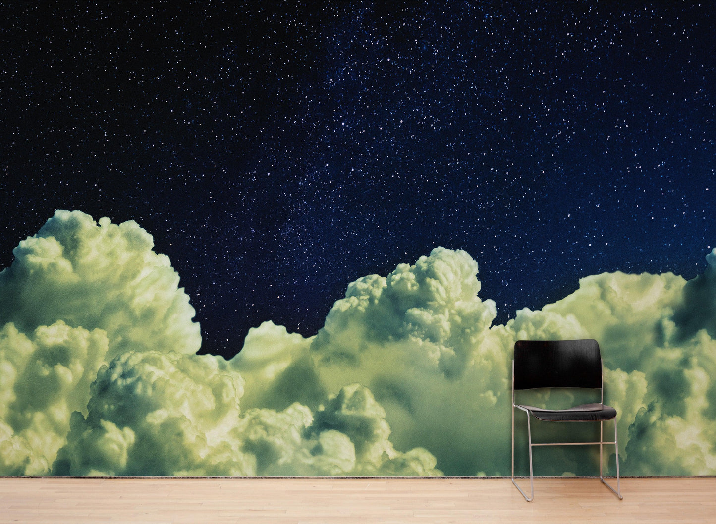 Dreamy Cloudy Night Among the Stars Wall Mural. Abstract Night Sky, Stars and Clouds. Peel and Stick Wallpaper. #6300