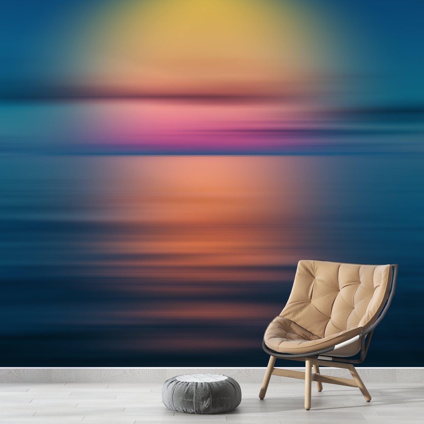 Sunset over the Ocean Horizon Wall Mural. Peel and Stick Wallpaper. #6308