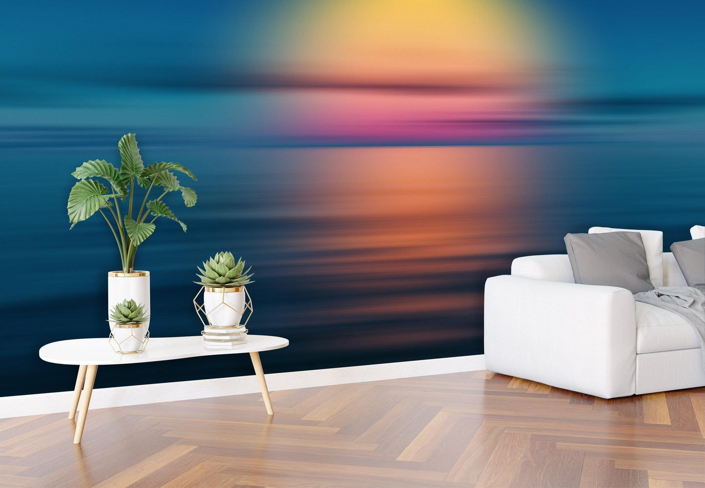 Sunset over the Ocean Horizon Wall Mural. Peel and Stick Wallpaper. #6308