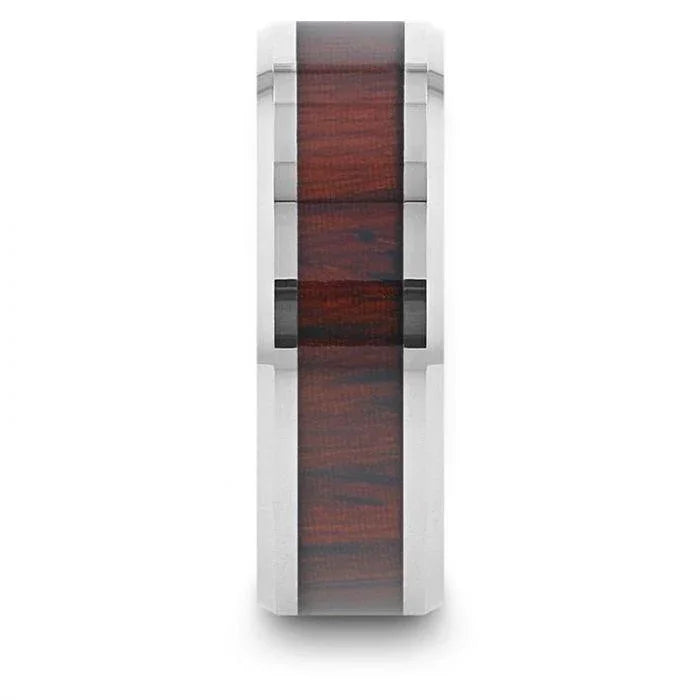PRESLEY Tungsten Carbide Ring with Rich Cocobolo Wood Inlay – 8mm