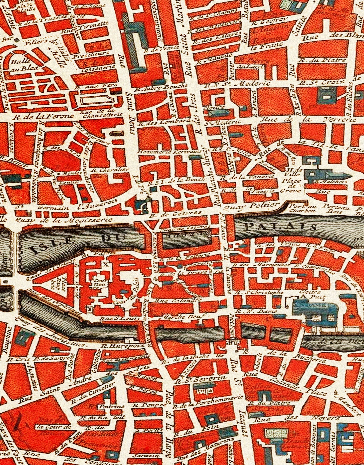 Vintage Map of Paris Wall Mural. Plattegrond van Parijs (ca. 1721–1774) by Guillaume Delisle. #6312