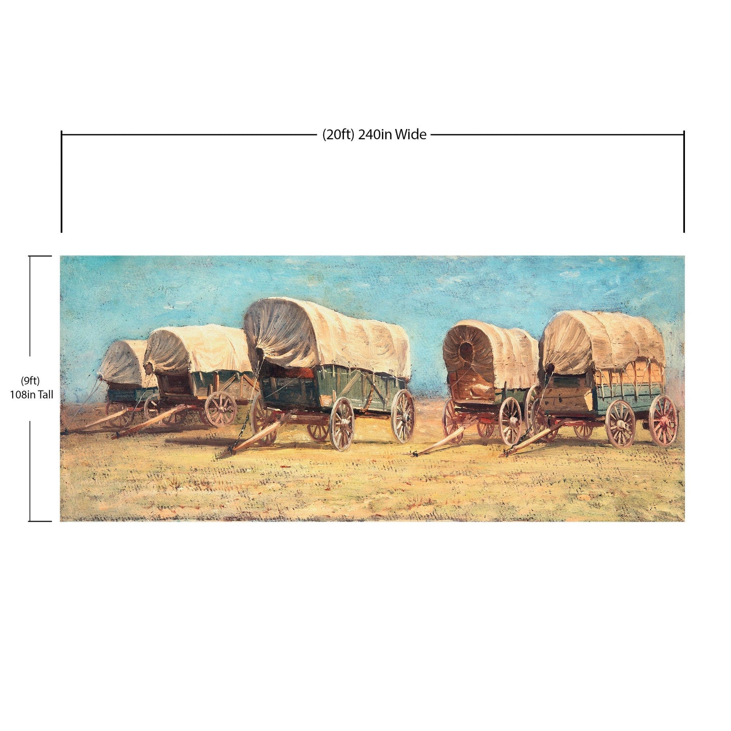Western Cowboy Theme Wall Mural Decor. Study of Covered Wagons by Samuel Colman. Painting Artwork. Peel and Stick Wallpaper. #6339
