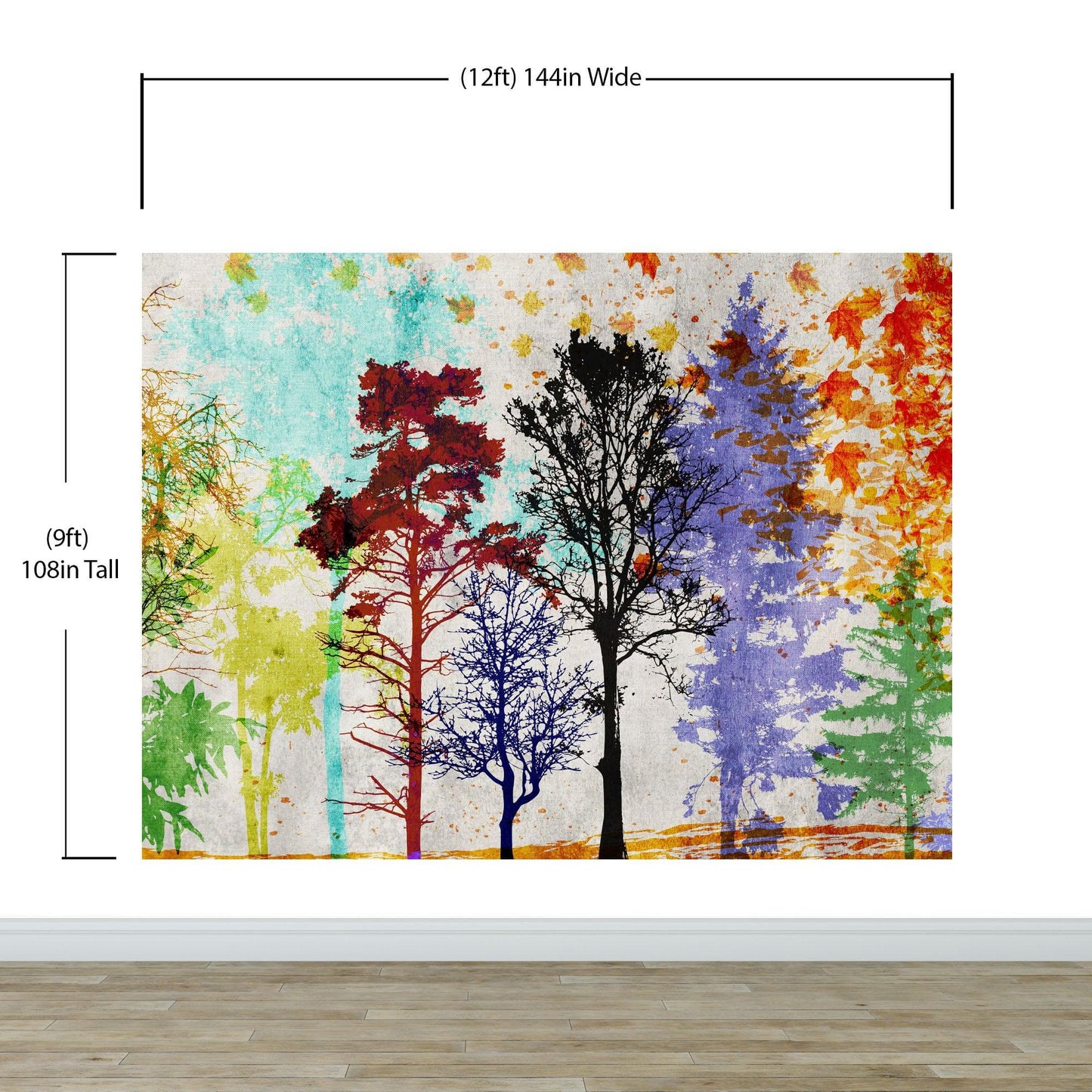 Forest Trees Wall Mural. Abstract Color Print. Peel and Stick Wallpaper / Removable Wall Mural. #6342