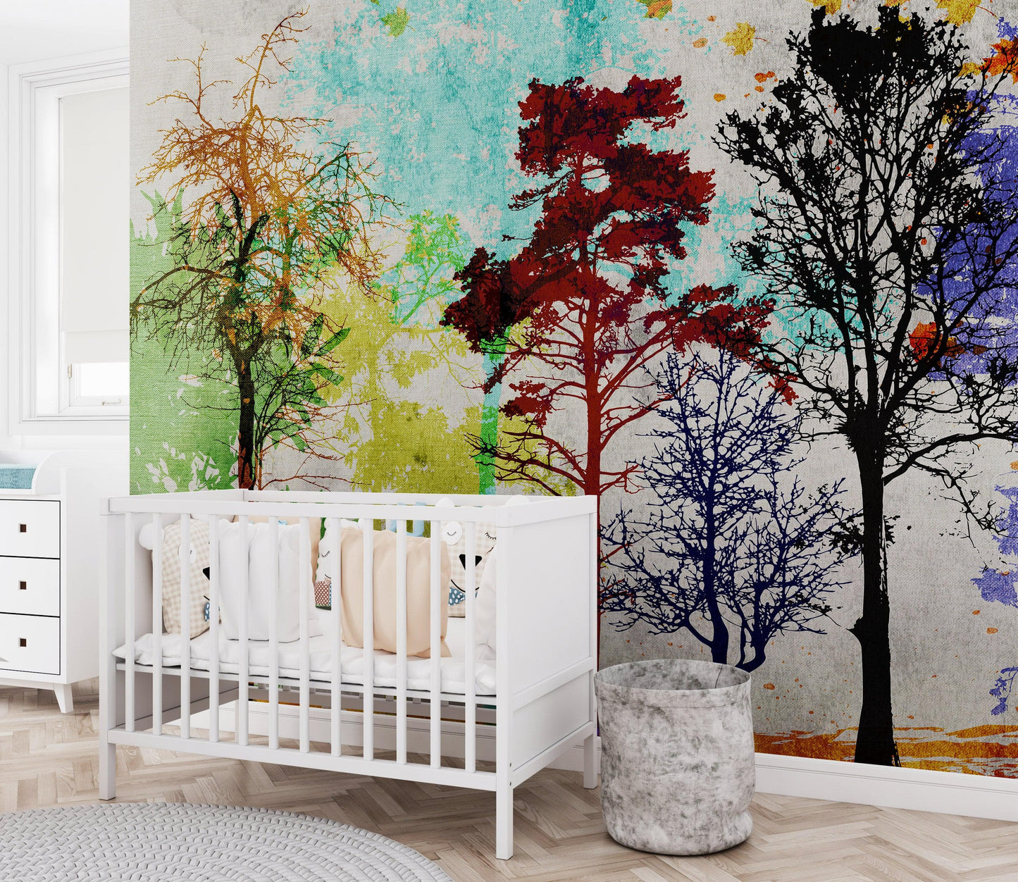 Forest Trees Wall Mural. Abstract Color Print. Peel and Stick Wallpaper / Removable Wall Mural. #6342