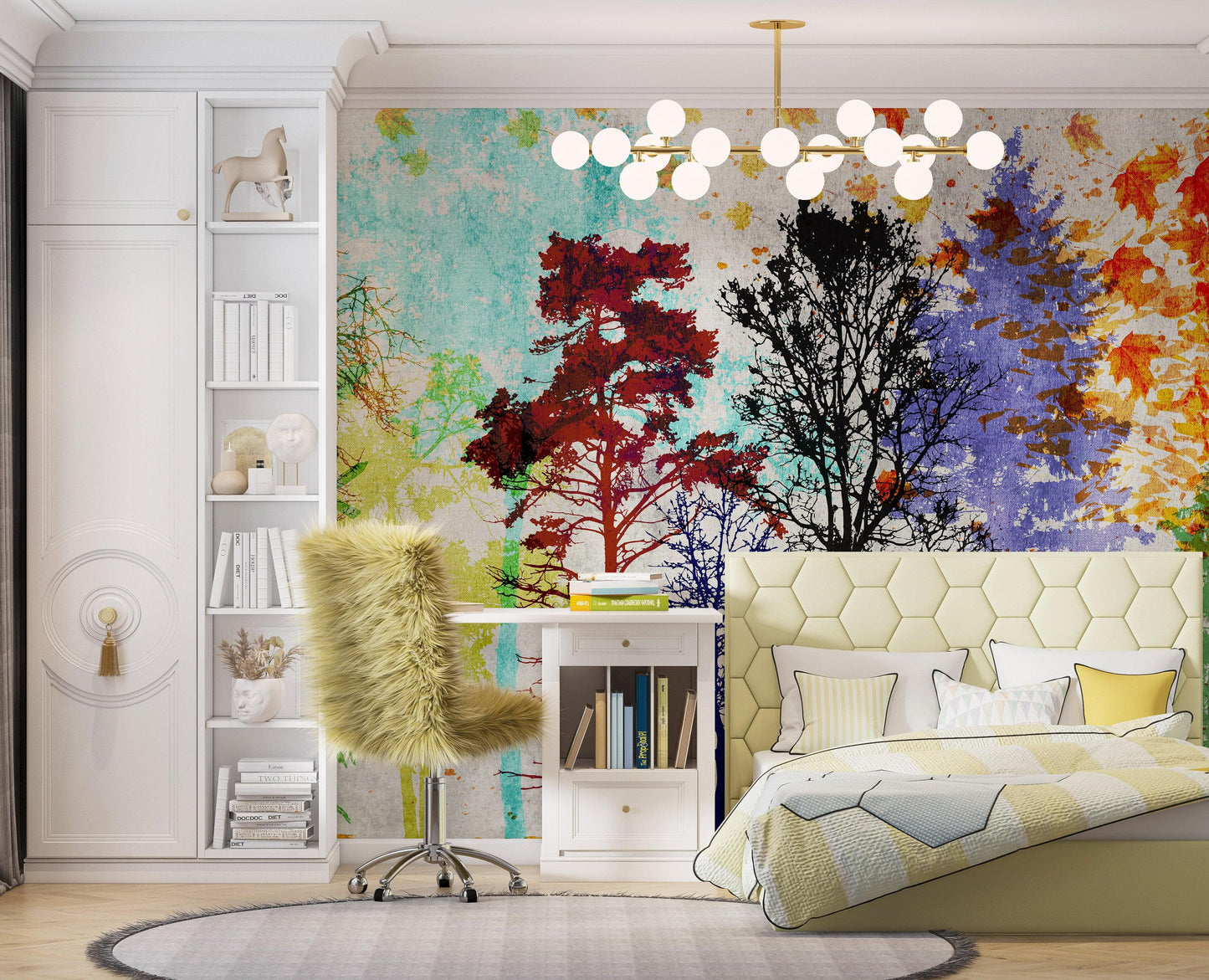 Forest Trees Wall Mural. Abstract Color Print. Peel and Stick Wallpaper / Removable Wall Mural. #6342