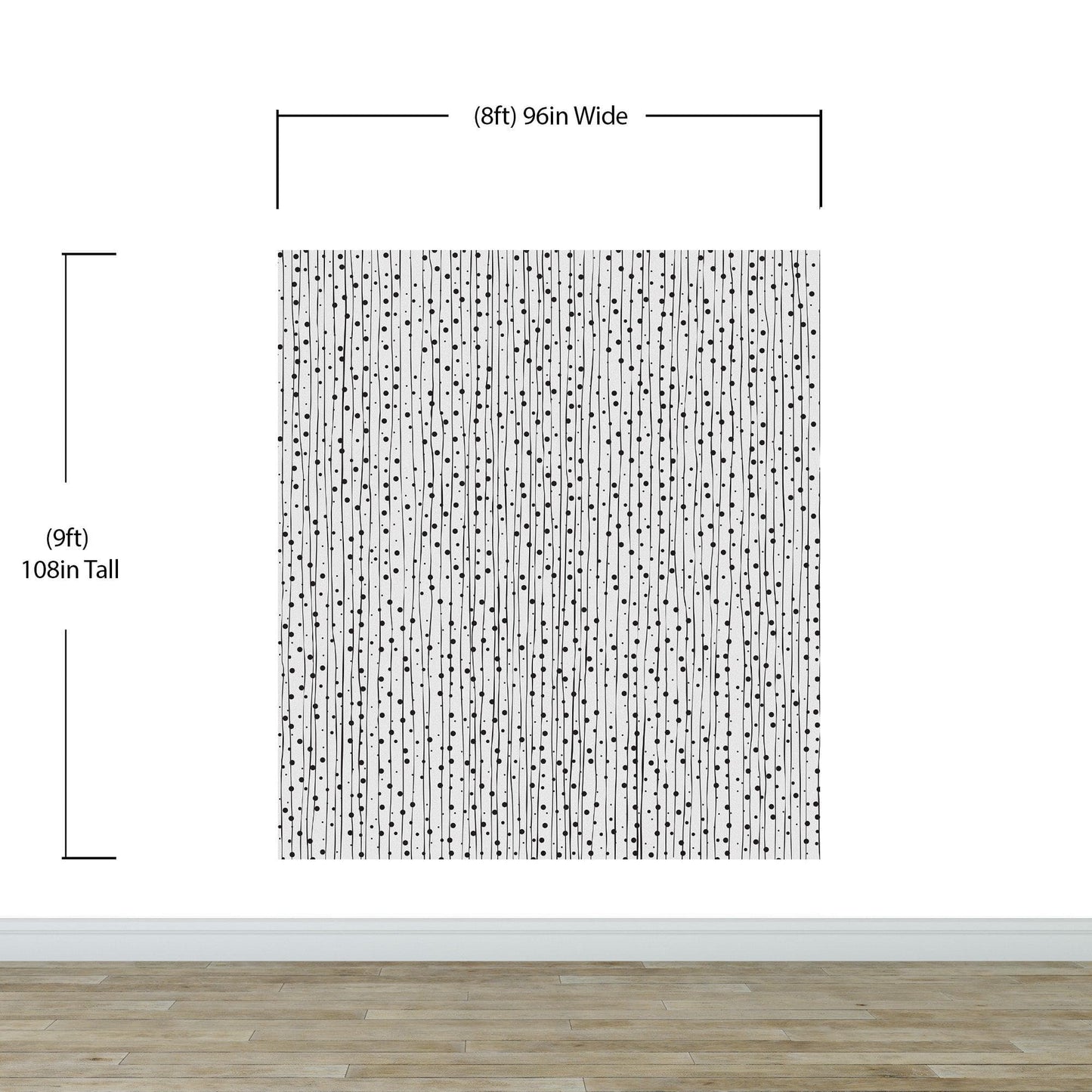 Stylish Hand-drawn Thin Vertical Lines and Dots Wall Mural Pattern. Peel and Stick Wallpaper. #6346