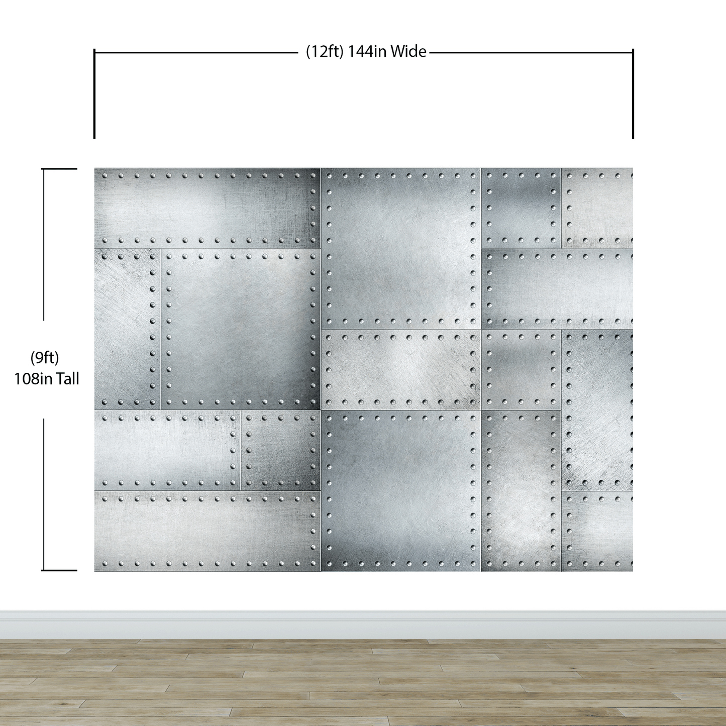 Stainless Steel Metal Grunge Design Wall Mural. Industrial Theme Peel and Stick Wallpaper. #6350