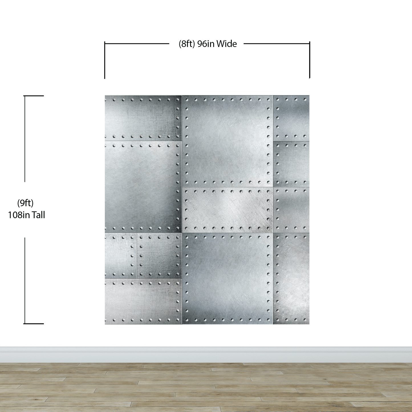 Stainless Steel Metal Grunge Design Wall Mural. Industrial Theme Peel and Stick Wallpaper. #6350