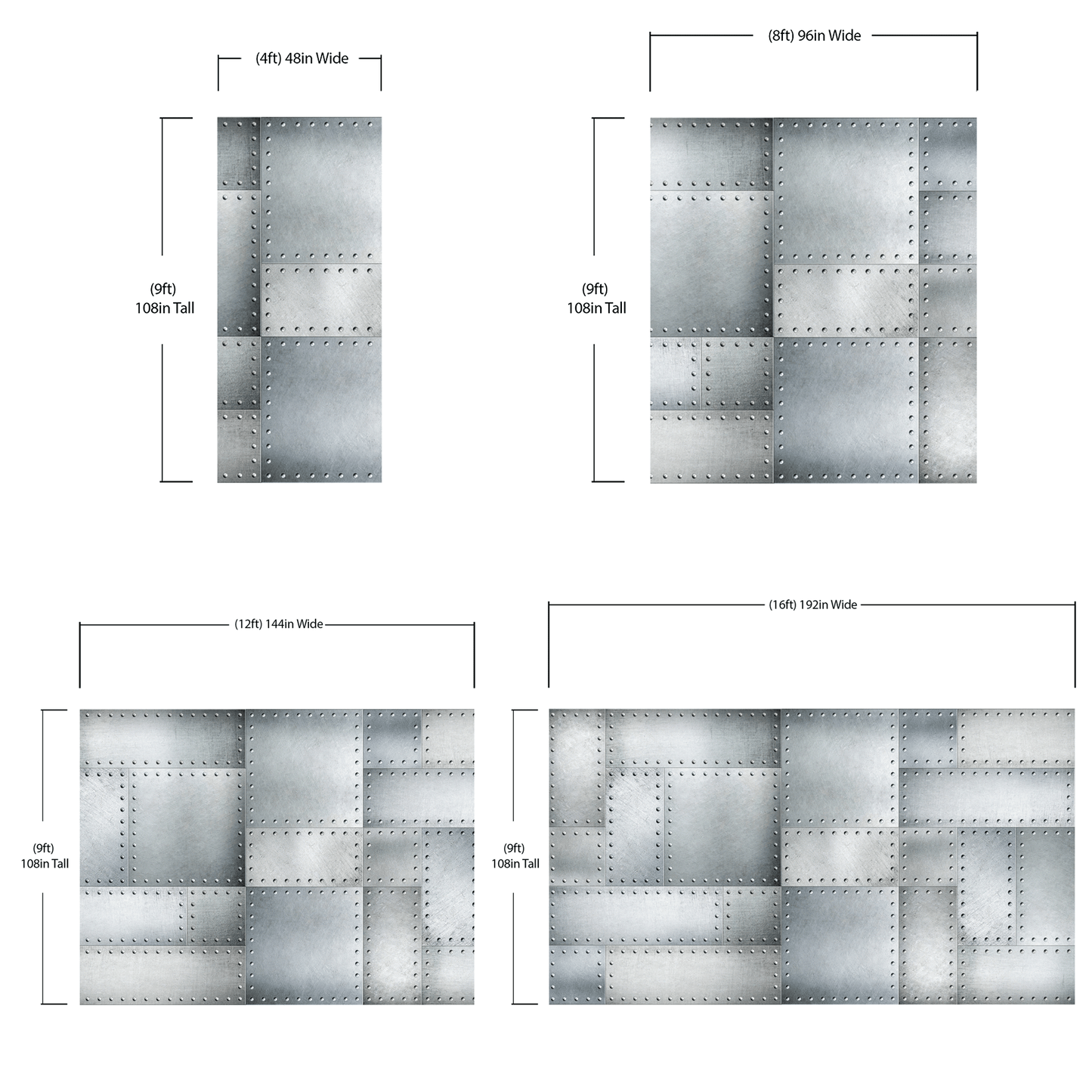 Stainless Steel Metal Grunge Design Wall Mural. Industrial Theme Peel and Stick Wallpaper. #6350